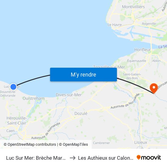 Luc Sur Mer: Brèche Marais to Les Authieux sur Calonne map