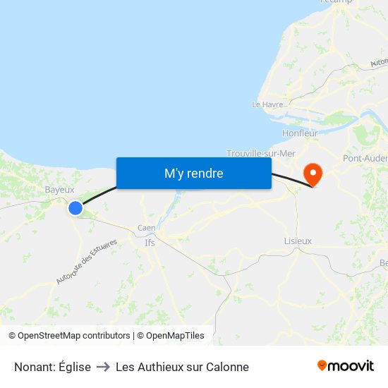Nonant: Église to Les Authieux sur Calonne map
