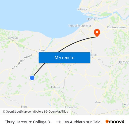 Thury Harcourt: Collège Bellair to Les Authieux sur Calonne map
