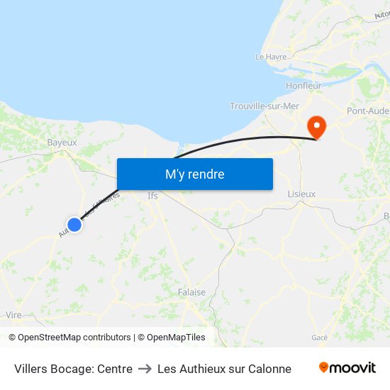 Villers Bocage: Centre to Les Authieux sur Calonne map