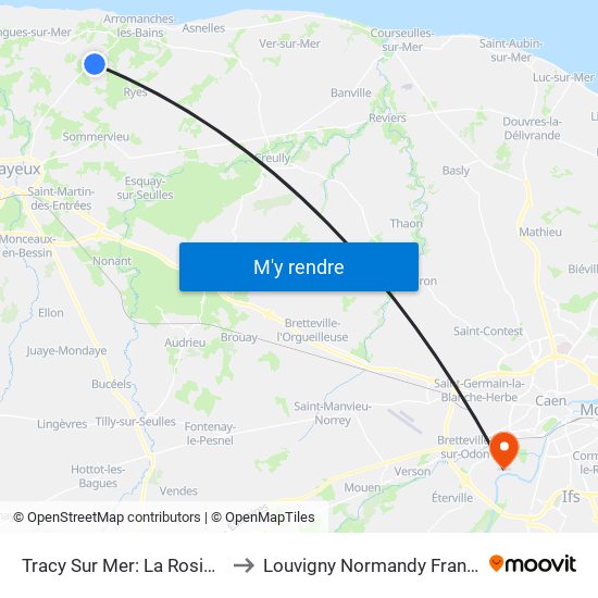 Tracy Sur Mer: La Rosière to Louvigny Normandy France map
