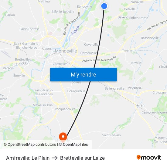 Amfreville: Le Plain to Bretteville sur Laize map