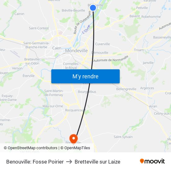Benouville: Fosse Poirier to Bretteville sur Laize map