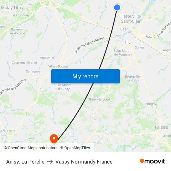 Anisy: La Pérelle to Vassy Normandy France map