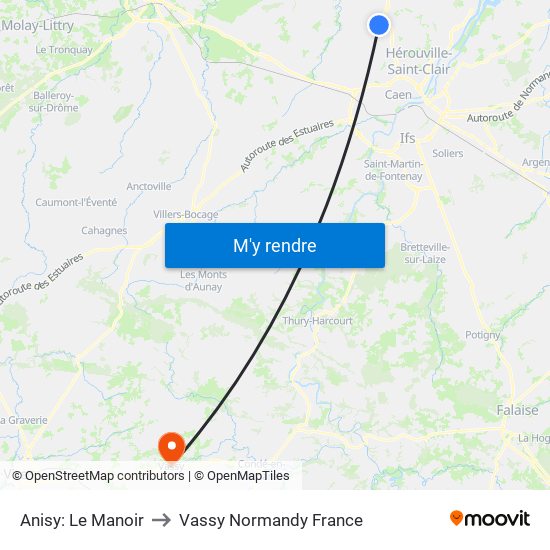 Anisy: Le Manoir to Vassy Normandy France map