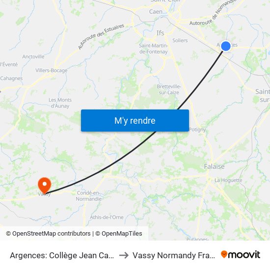 Argences: Collège Jean Castel to Vassy Normandy France map