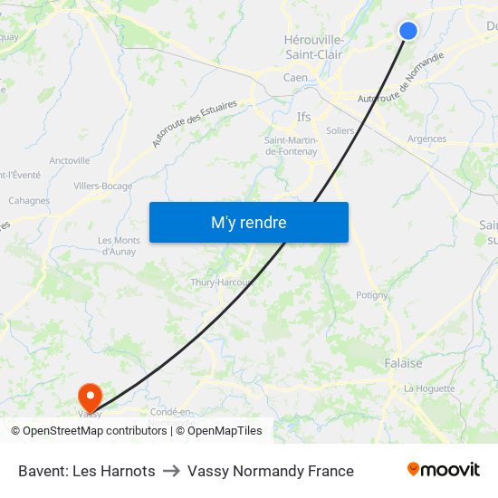 Bavent: Les Harnots to Vassy Normandy France map