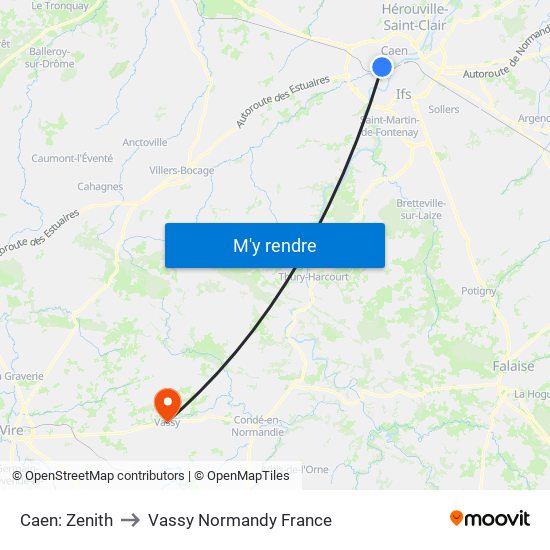 Caen: Zenith to Vassy Normandy France map