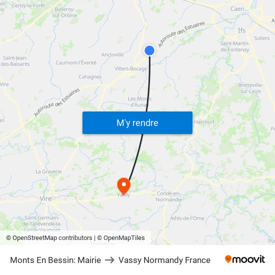 Monts En Bessin: Mairie to Vassy Normandy France map