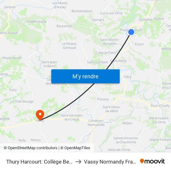 Thury Harcourt: Collège Bellair to Vassy Normandy France map