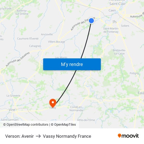 Verson: Avenir to Vassy Normandy France map