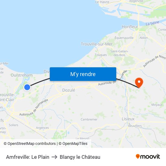 Amfreville: Le Plain to Blangy le Château map