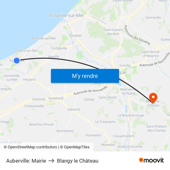Auberville: Mairie to Blangy le Château map