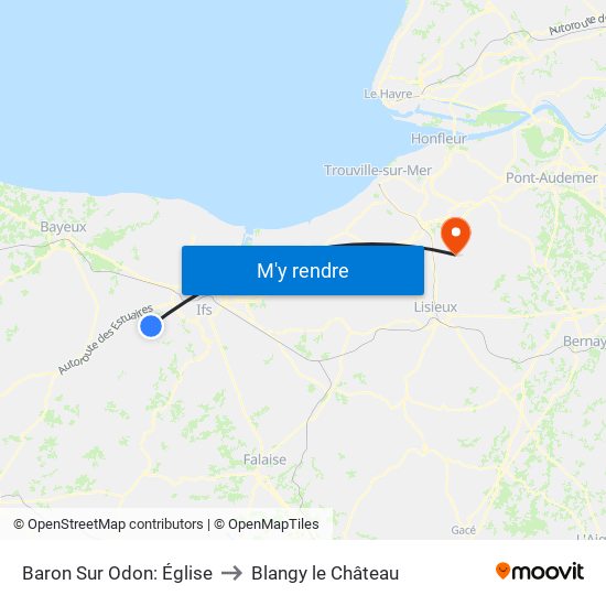 Baron Sur Odon: Église to Blangy le Château map