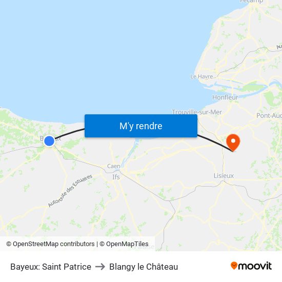 Bayeux: Saint Patrice to Blangy le Château map