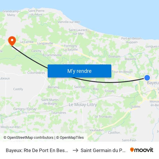 Bayeux: Rte De Port En Bessin to Saint Germain du Pert map