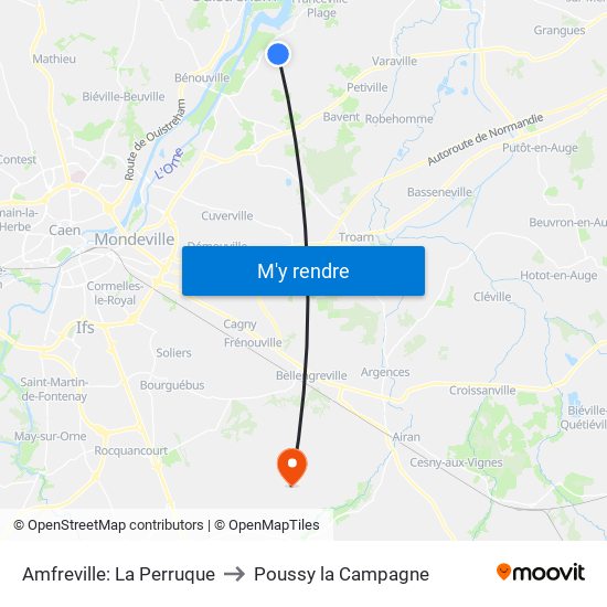 Amfreville: La Perruque to Poussy la Campagne map