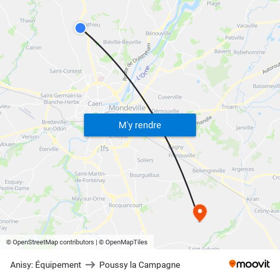 Anisy: Équipement to Poussy la Campagne map