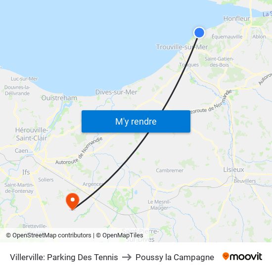 Villerville: Parking Des Tennis to Poussy la Campagne map