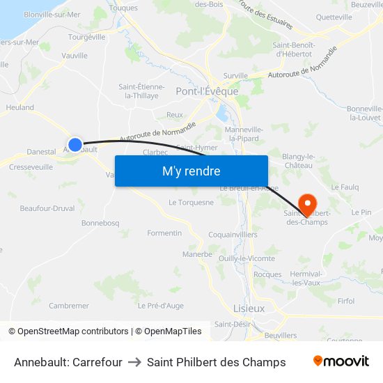 Annebault: Carrefour to Saint Philbert des Champs map