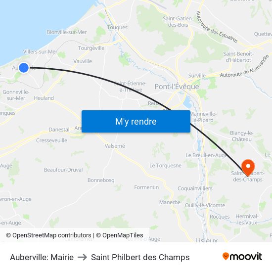 Auberville: Mairie to Saint Philbert des Champs map