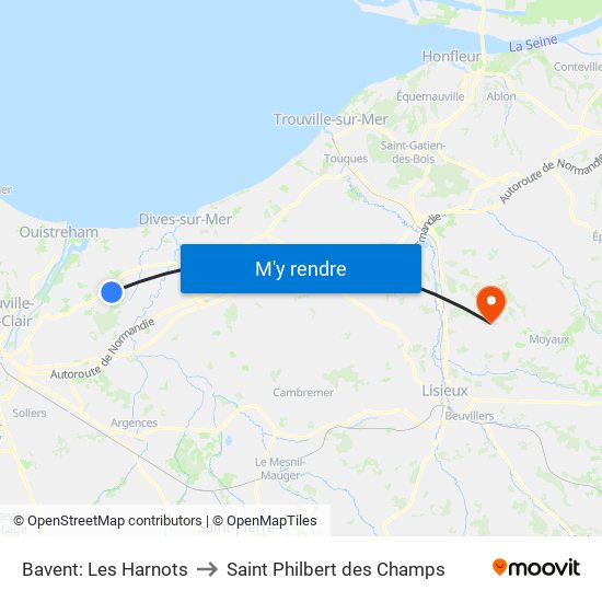 Bavent: Les Harnots to Saint Philbert des Champs map