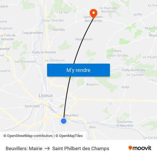 Beuvillers: Mairie to Saint Philbert des Champs map