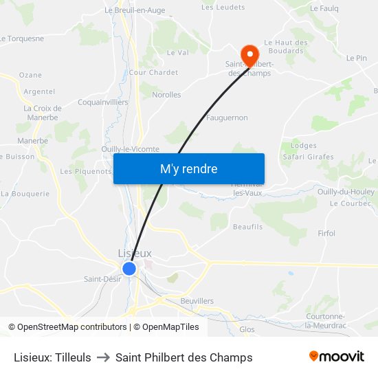 Lisieux: Tilleuls to Saint Philbert des Champs map