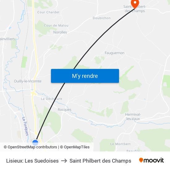 Lisieux: Les Suedoises to Saint Philbert des Champs map