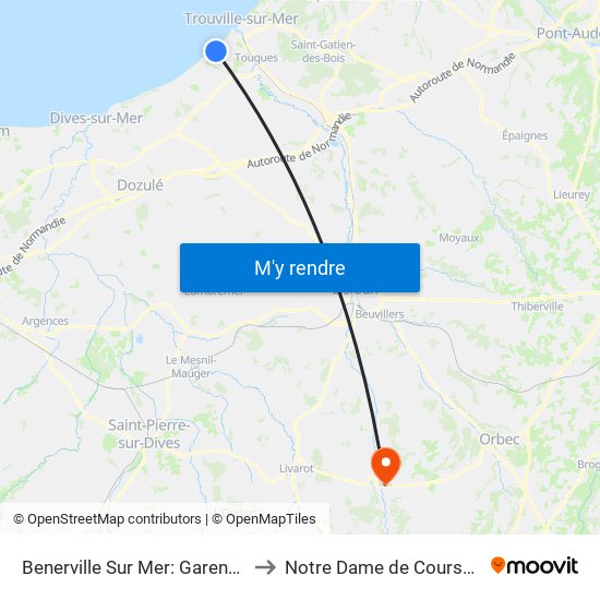 Benerville Sur Mer: Garenne to Notre Dame de Courson map