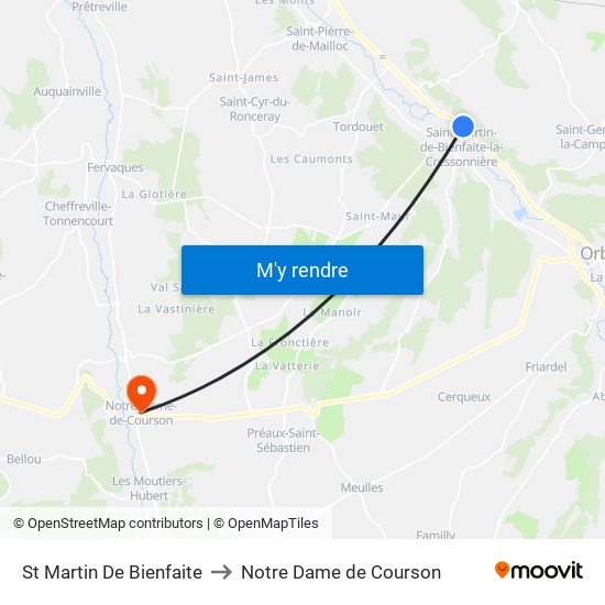 St Martin De Bienfaite to Notre Dame de Courson map