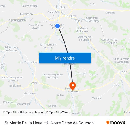 St Martin De La Lieue to Notre Dame de Courson map