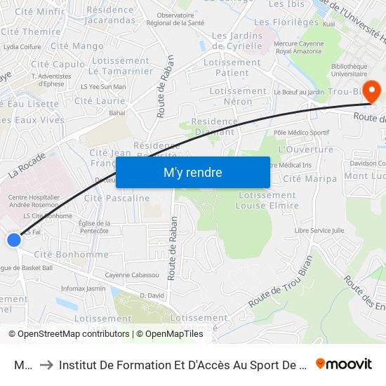 Mang to Institut De Formation Et D'Accès Au Sport De Haut Niveau Michel Néron map