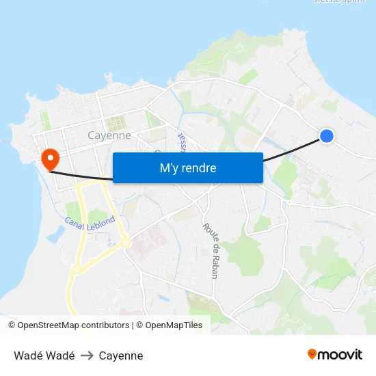 Wadé Wadé to Cayenne map