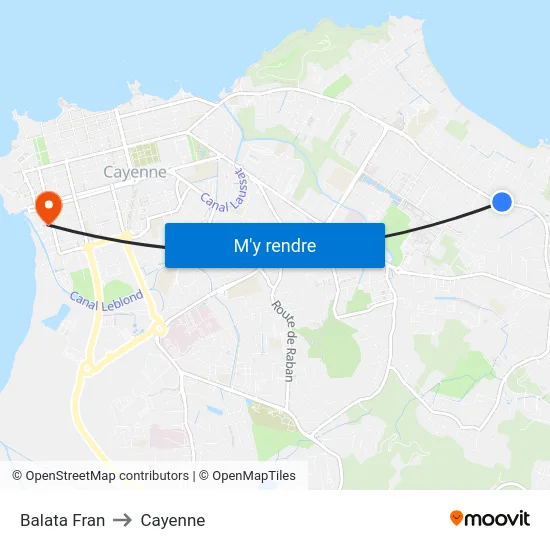 Balata Fran to Cayenne map