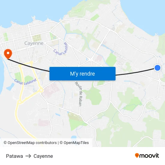 Patawa to Cayenne map