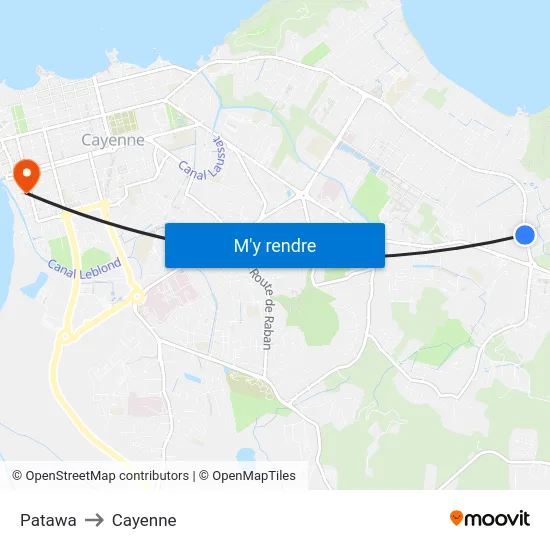 Patawa to Cayenne map
