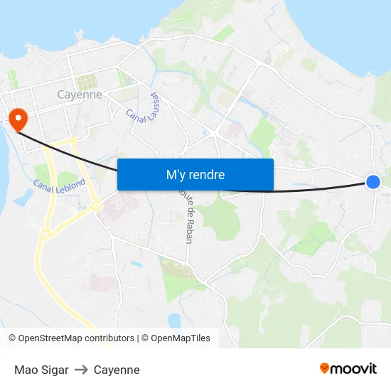Mao Sigar to Cayenne map