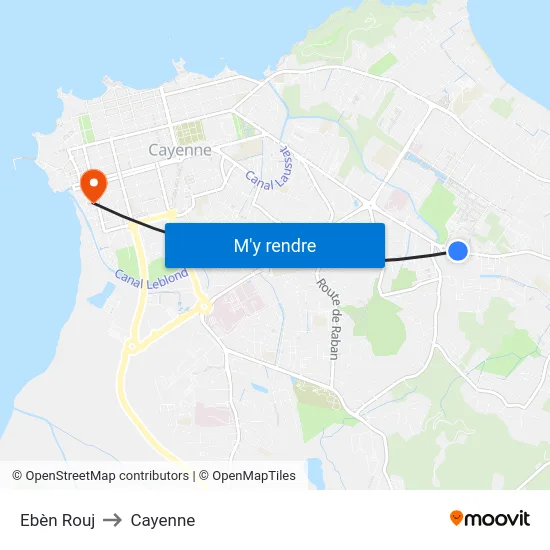 Ebèn Rouj to Cayenne map