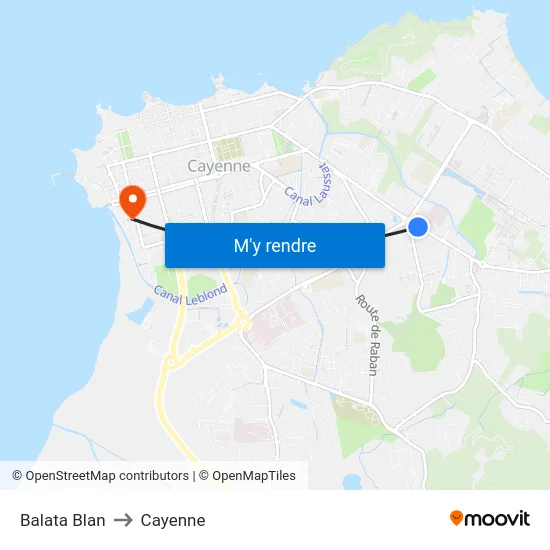 Balata Blan to Cayenne map