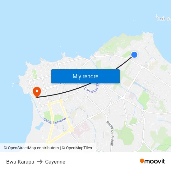 Bwa Karapa to Cayenne map