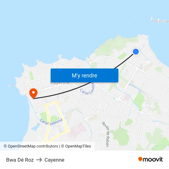 Bwa Dé Roz to Cayenne map