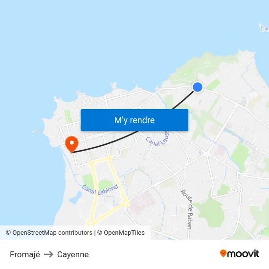 Fromajé to Cayenne map