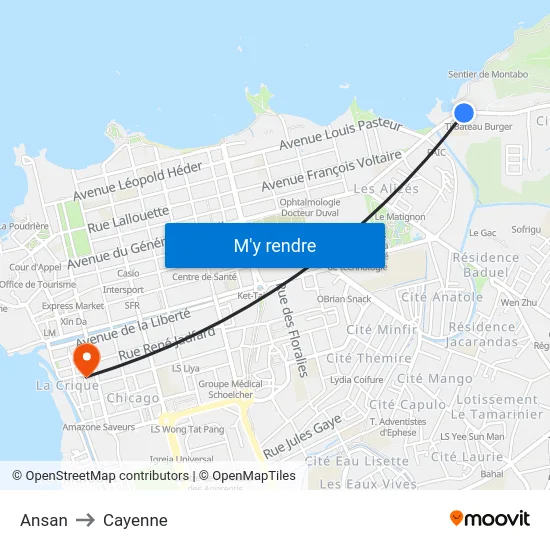 Ansan to Cayenne map