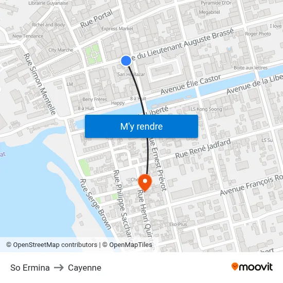 So Ermina to Cayenne map