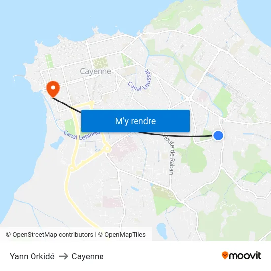 Yann Orkidé to Cayenne map