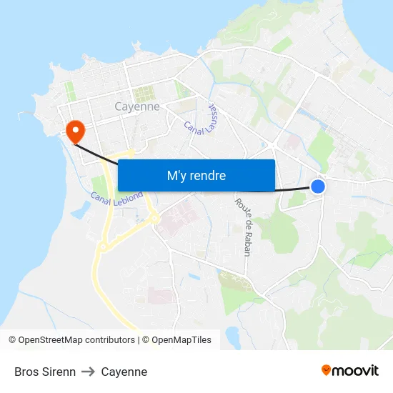 Bros Sirenn to Cayenne map