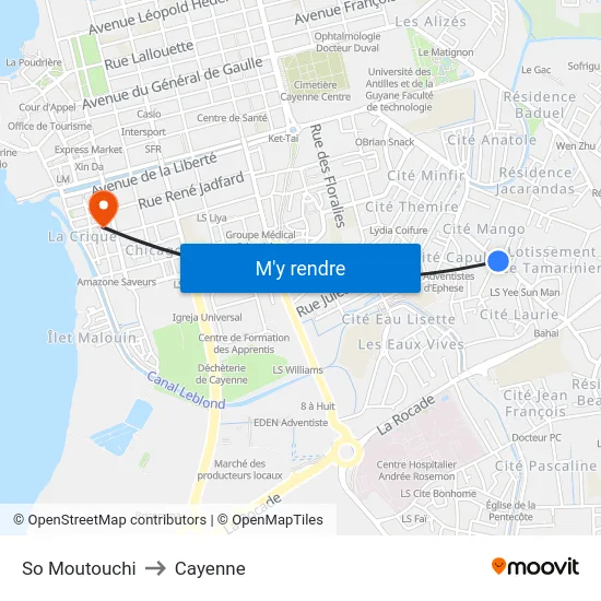 So Moutouchi to Cayenne map