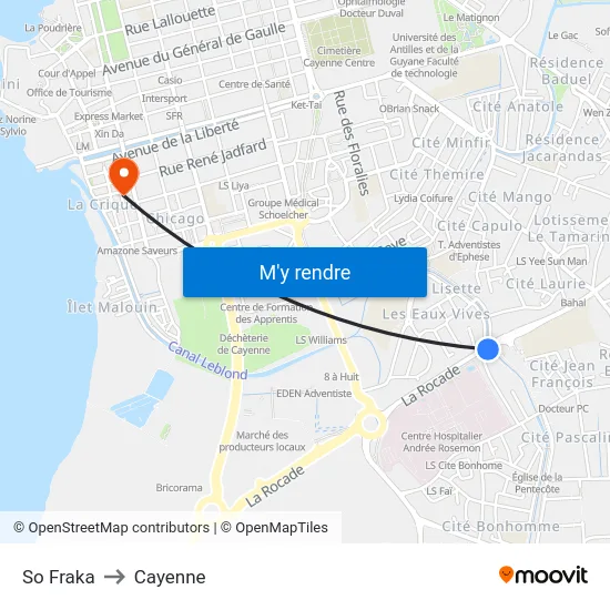 So Fraka to Cayenne map