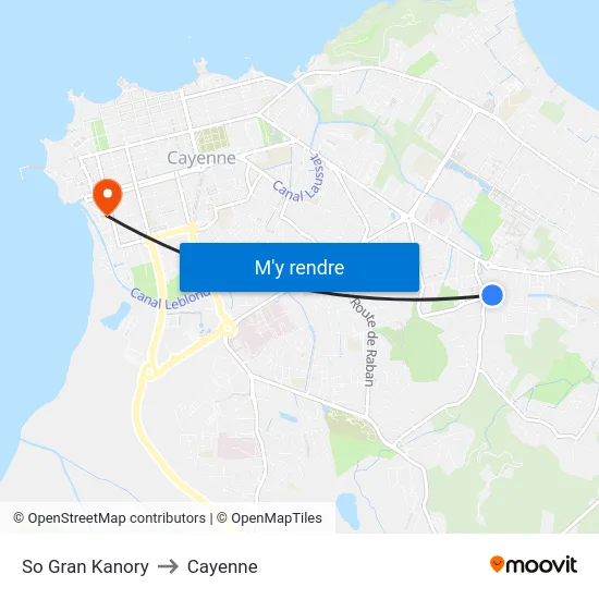 So Gran Kanory to Cayenne map